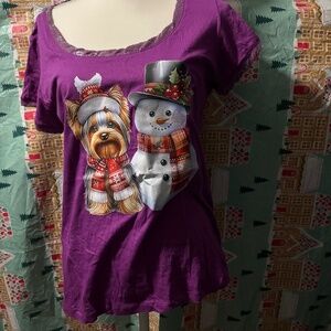 Yorkiie and Snowman shirt